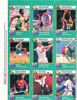 1990 Sports Illustrated For Kids Uncut Sheet Featuring Tony Hawk Rookie